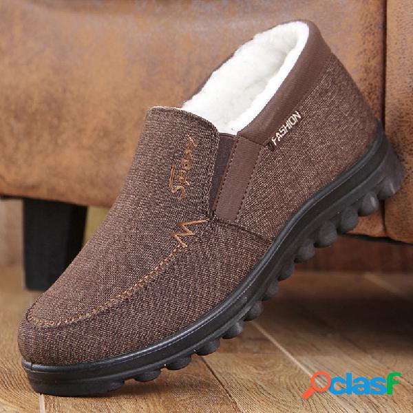 Men Pano Plush Forro de deslizamento quente em sapatos