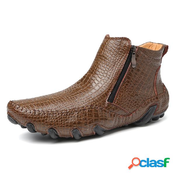 Men Stylish Crocodile Padrão Fechado Dentro Soft Botas de