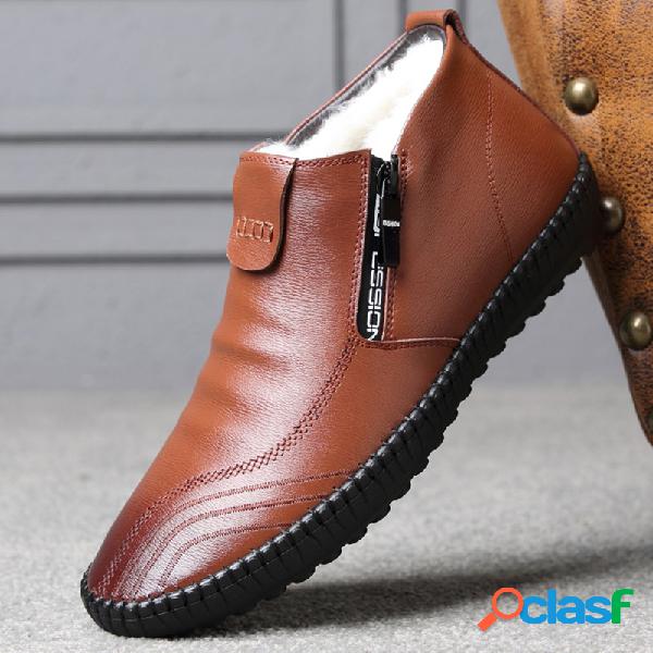 Men Stylish Zipper Side Forro de pelúcia quente