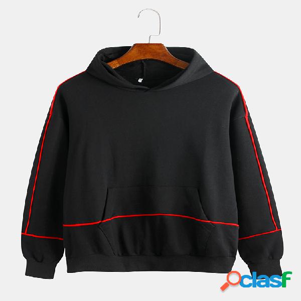 Mens Brief Style Cor sólida Muff Pocket Hoodies Longos