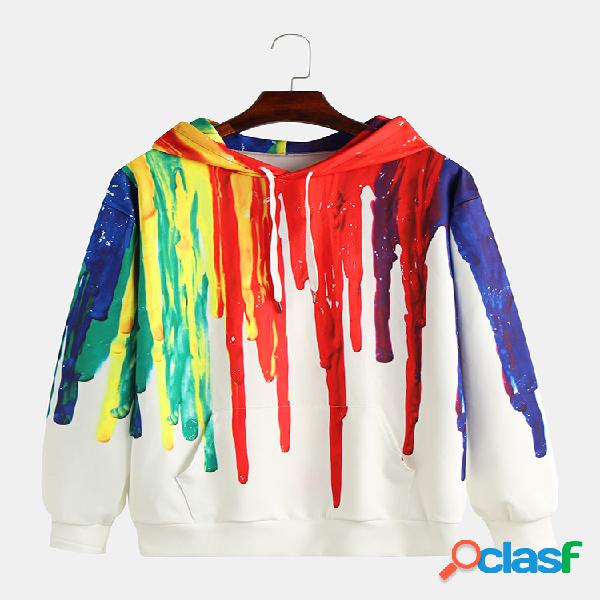 Mens Colorful Graffiti Impresso manga comprida Pocket