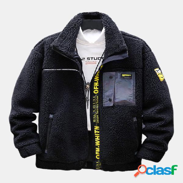 Mens Cool Fleece Laser Lã de bolso engrossar casacos de