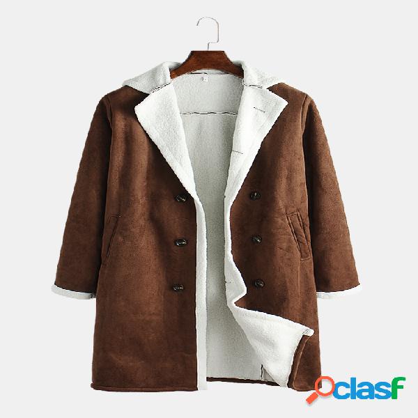 Mens Lã Mistura Casacos Mid-Long Casacos De Pele De Manga
