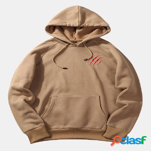 Mens Solid Color Plain Pocket manga comprida Casual Loose
