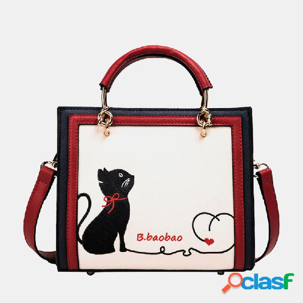 Mulheres Gato Padrão Bolsa Crossbody Bolsa