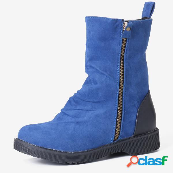 Mulheres Plus tamanho soild cor antiderrapante lado zipper