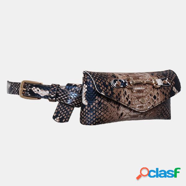 Mulheres Serpente Padrão Cintura Bolsa Envelope de Hardware