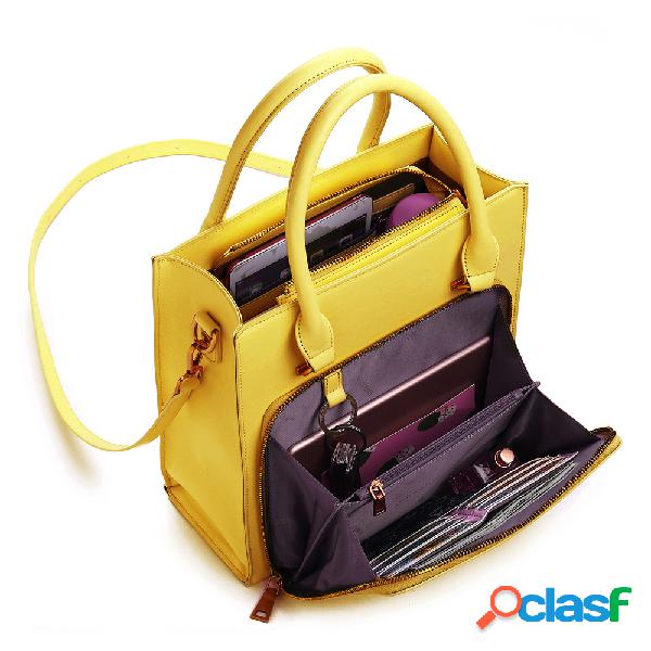 Mulheres Solid Multifunction Handbag Trabalho Crossbody