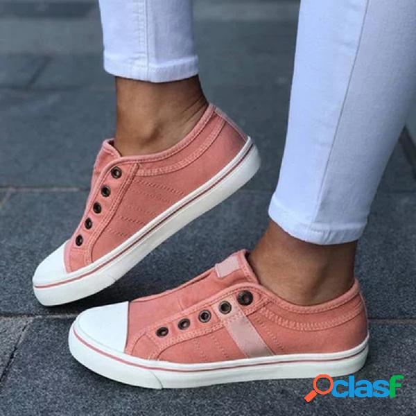 Mulheres Tamanho Grande Canvas Casual Confortável Low Top