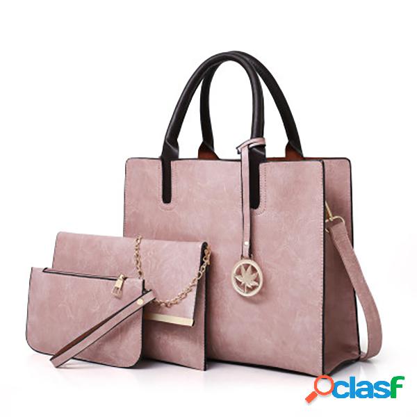Mulheres Vintage 3PCS Bolsa Ombro Bolsa Embreagem Titular
