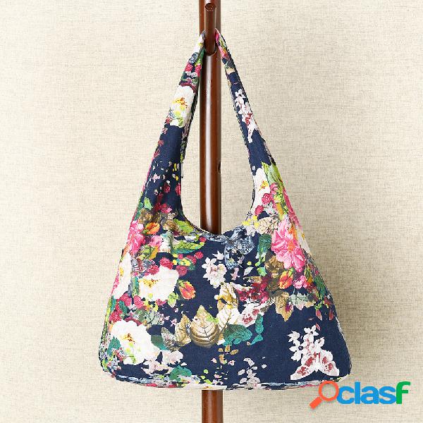 Mulheres Étnicas Canvas Flor Patchwork Crossbody Bolsa