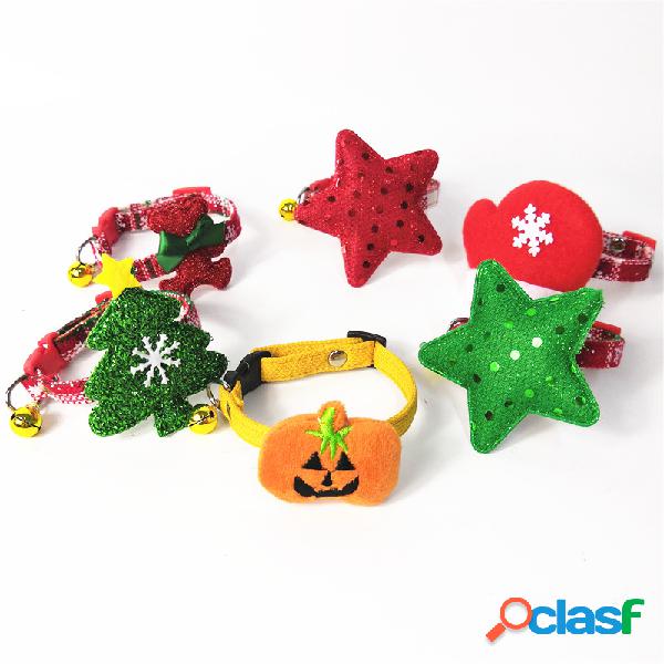 Natal Halloween Pet Collar Algodão dos desenhos animados