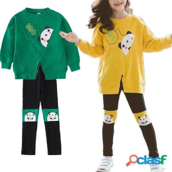 Panda Patchwork dos desenhos animados da menina mangas