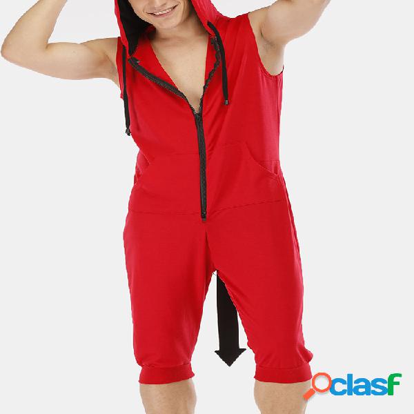 Pijamas com capuz de manga curta de macacões de animais