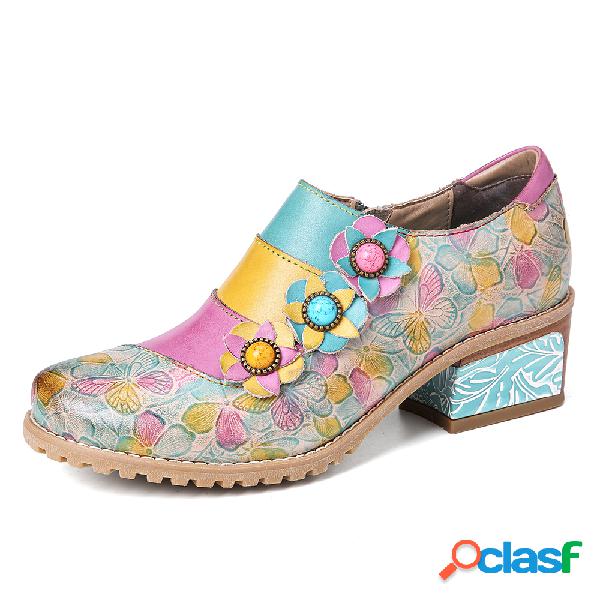 SOCOFY Retro em relevo policromático flor emendado floral