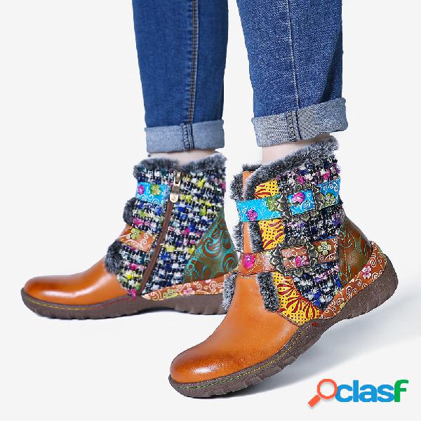 SOCOFY Super Soft Couro Genuíno Colorful Costura forro