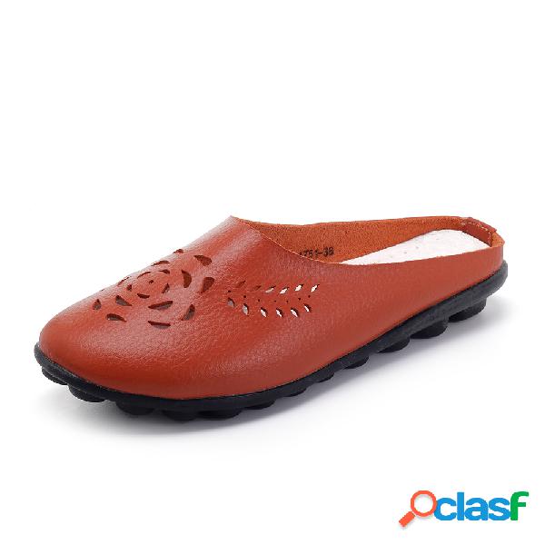Sapatos casuais macios confortáveis de couro sem encosto