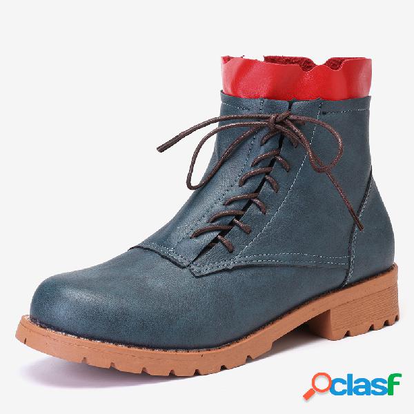 Tamanho grande emenda zipper botas curtas para mulheres