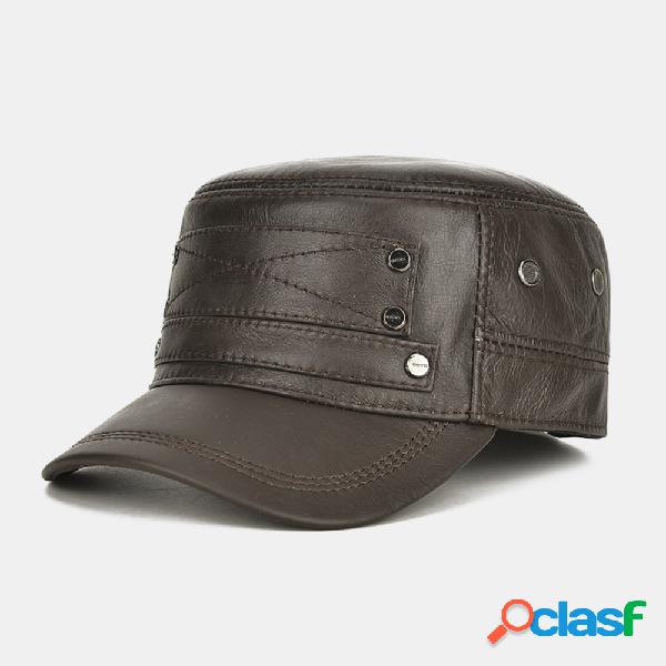 Top de couro studded Chapéu masculino Chapéu Top camada de