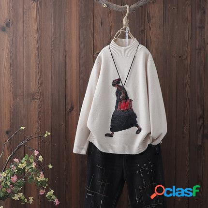 Traje antigo do café Meia-alta gola solta Pullover Sweater