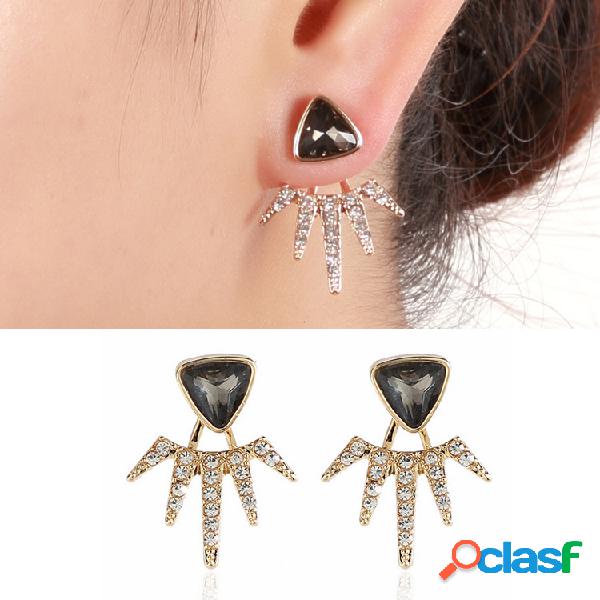 Trendy Black Triangle Brincos Diamante Completo Brincos Para