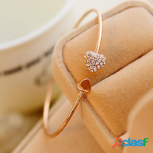 Trendy Diamond Peach Coração Bracelete banhado a ouro