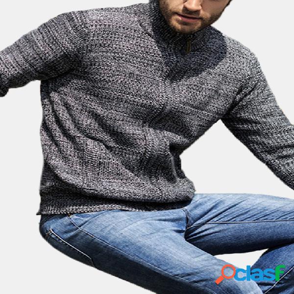Zíper de colarinho para cima dos homens Cardigans de tricô