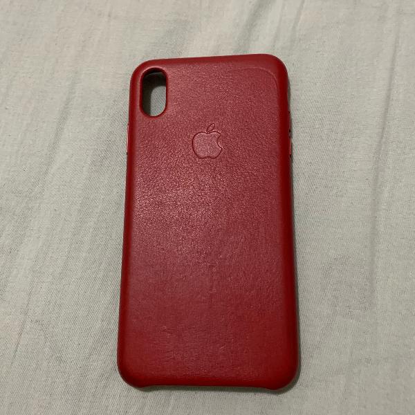 capinha original apple couro iphone xs max vermelha