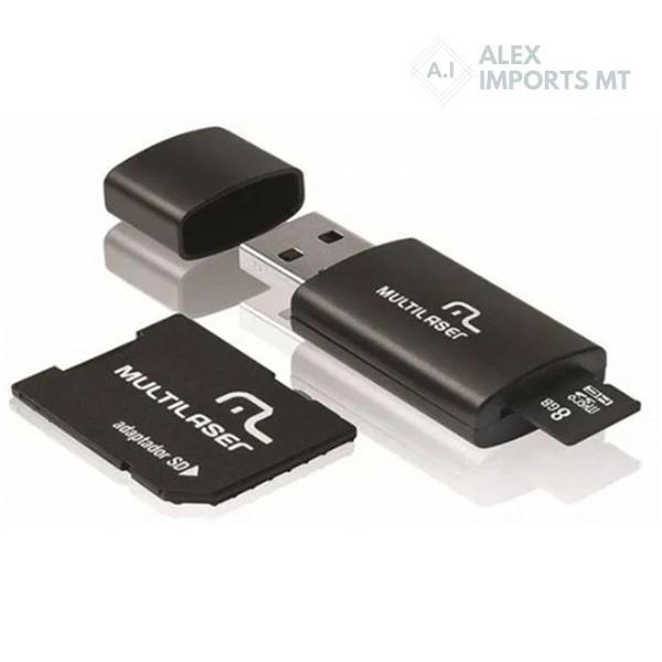 cartão de memória multilaser 8 gb micro sd+usb com