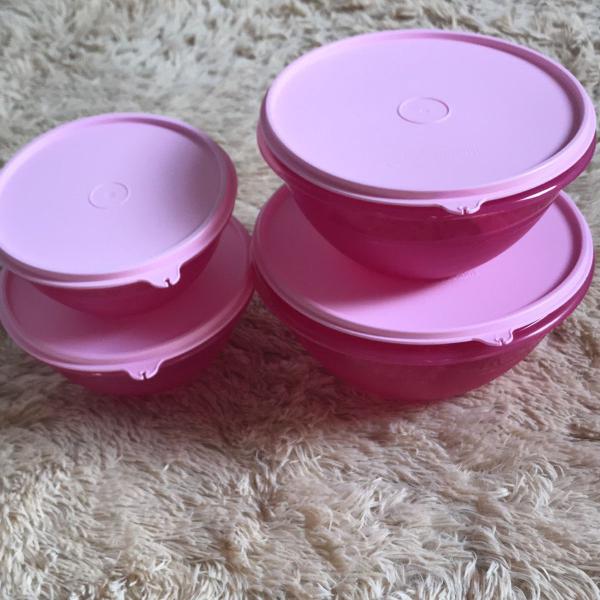 conjunto tupperware 4 peças rosa