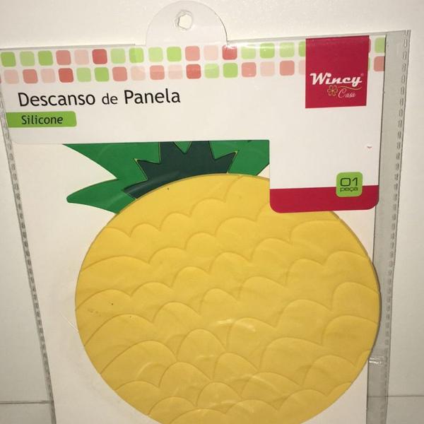 descanso de panela de silicone com tema e formato de abacaxi