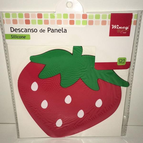 descanso de panela de silicone com tema e formato de morango