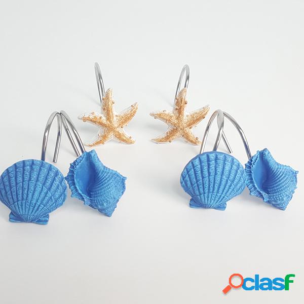 12 PCS Seashell Shower Curtain Hooks Banheiro Praia Shell