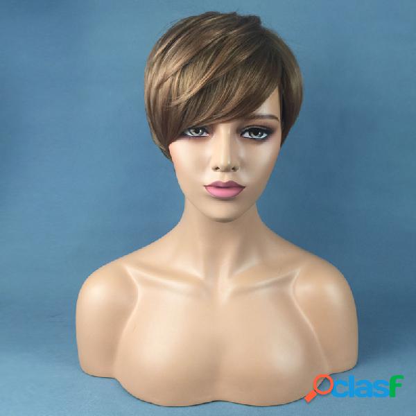 26 cm Feminino Perucas Sintéticas Em Linha Reta Rosa Curta