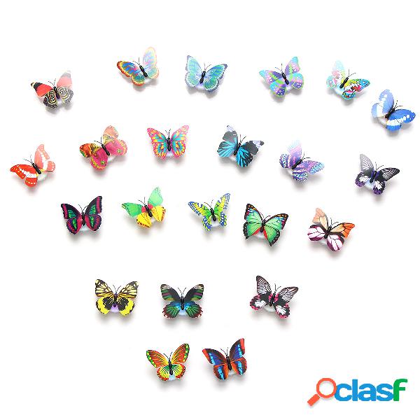 2PCS LED de incandescência 3D borboleta noite luz etiqueta