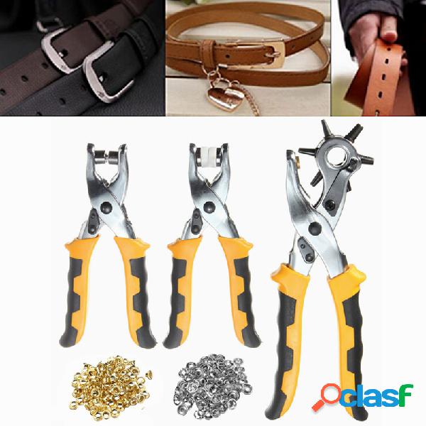 3 In1 Cinturão de couro Hole Punch Eyelet Plier Snap Button