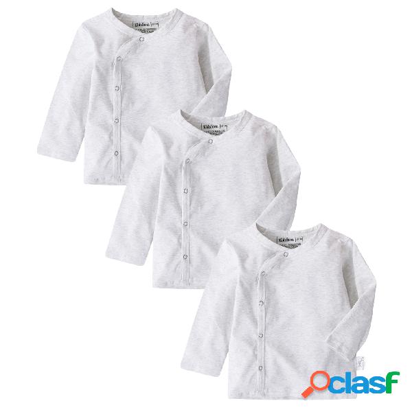 3-Pack Algodão Recém-nascido Meninas Side-Snap Manga Longa