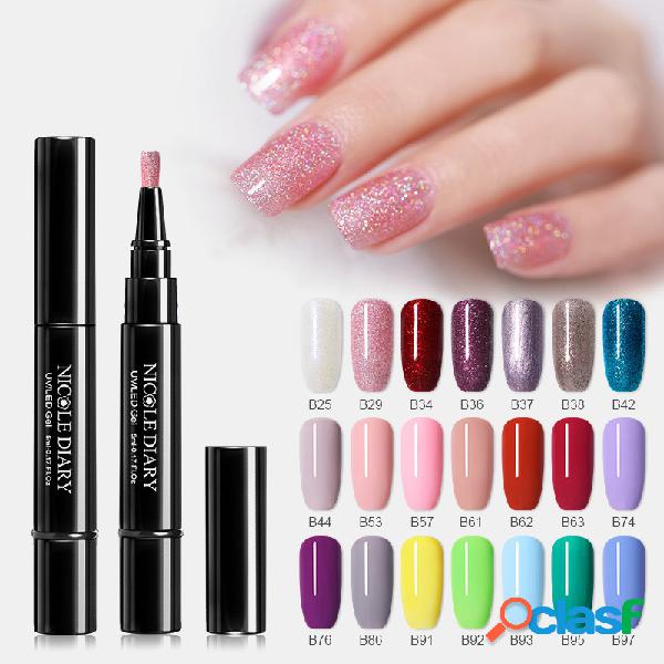 3 em 1 Gel Unhas Caneta de verniz Brilho One Etapa Unhas Art