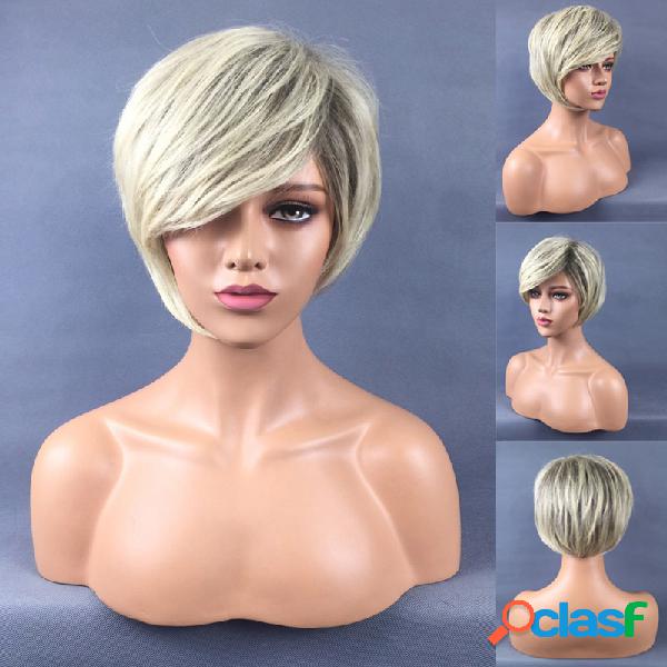 30 cm Feminino Perucas Sintéticas Gradiente Cor Cabelo Reto