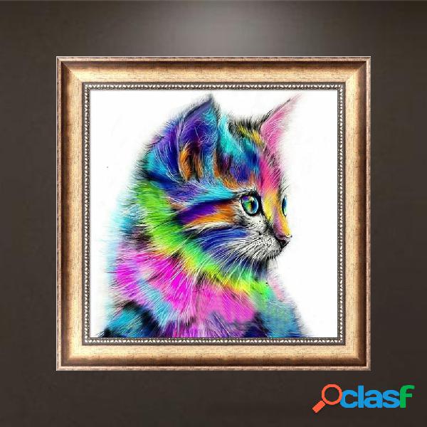 30x30cm 5D DIY Cross-stitch Colorido Cat Diamond Printing