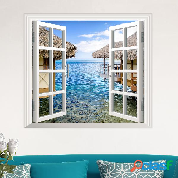 3D Artificial Window View 3D Decalques de parede Sea View