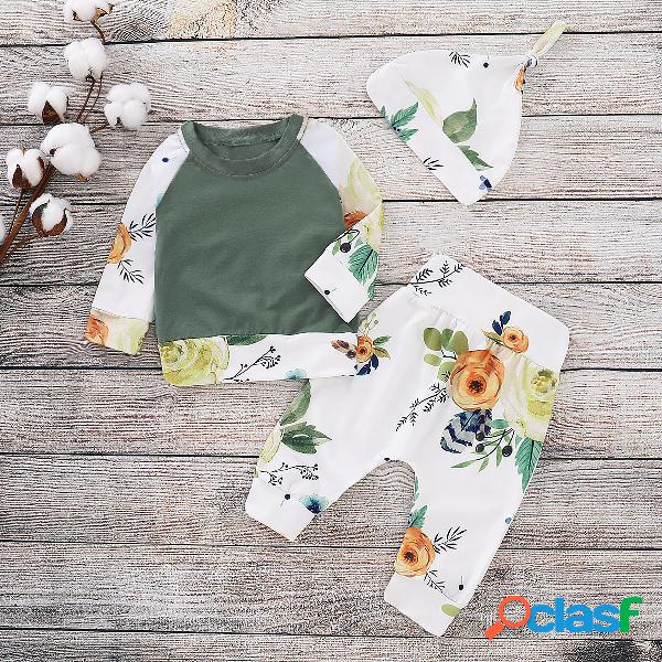 3Pcs Flower Girls Conjunto de roupas de manga longa +