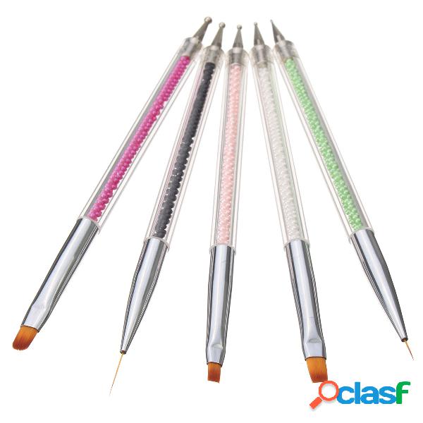 5Peças/Conjunto Caneta de Pontos Cabeça Dupla Escova Para