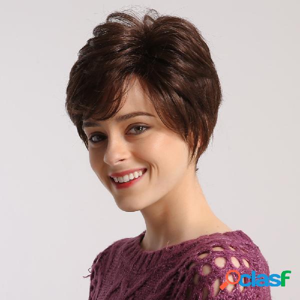 6 Polegada Real Humano Cabelo Marrom Curto Cabelo Hextured