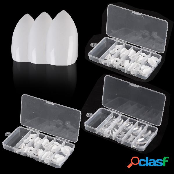 600Pcs Apontado Unhas Dicas Caixa Transparente Natureza