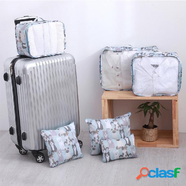 6pcs armazenamento de viagem Bolsa roupas leves sapatos