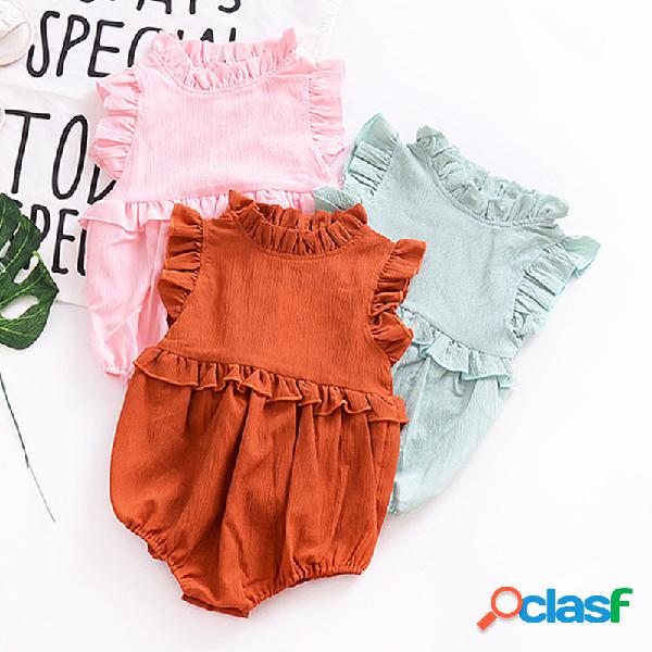Babados doces Collar Girl Summer Romper Para 0-24M