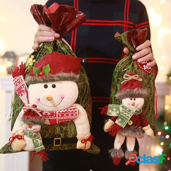 Balde de natal Bolsa boneco de neve alce véspera de natal