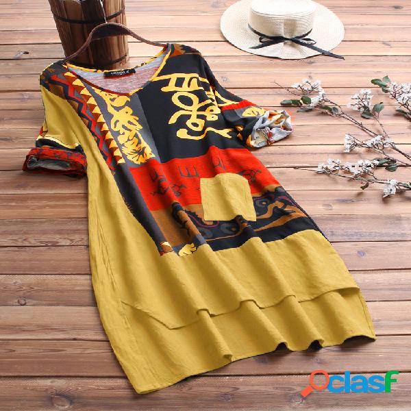 Blusa comprida irregular com decote em V alto baixo Plus