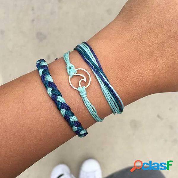 Bohemian Multilayer Pulseiras Um Conjunto de Corda de Cera